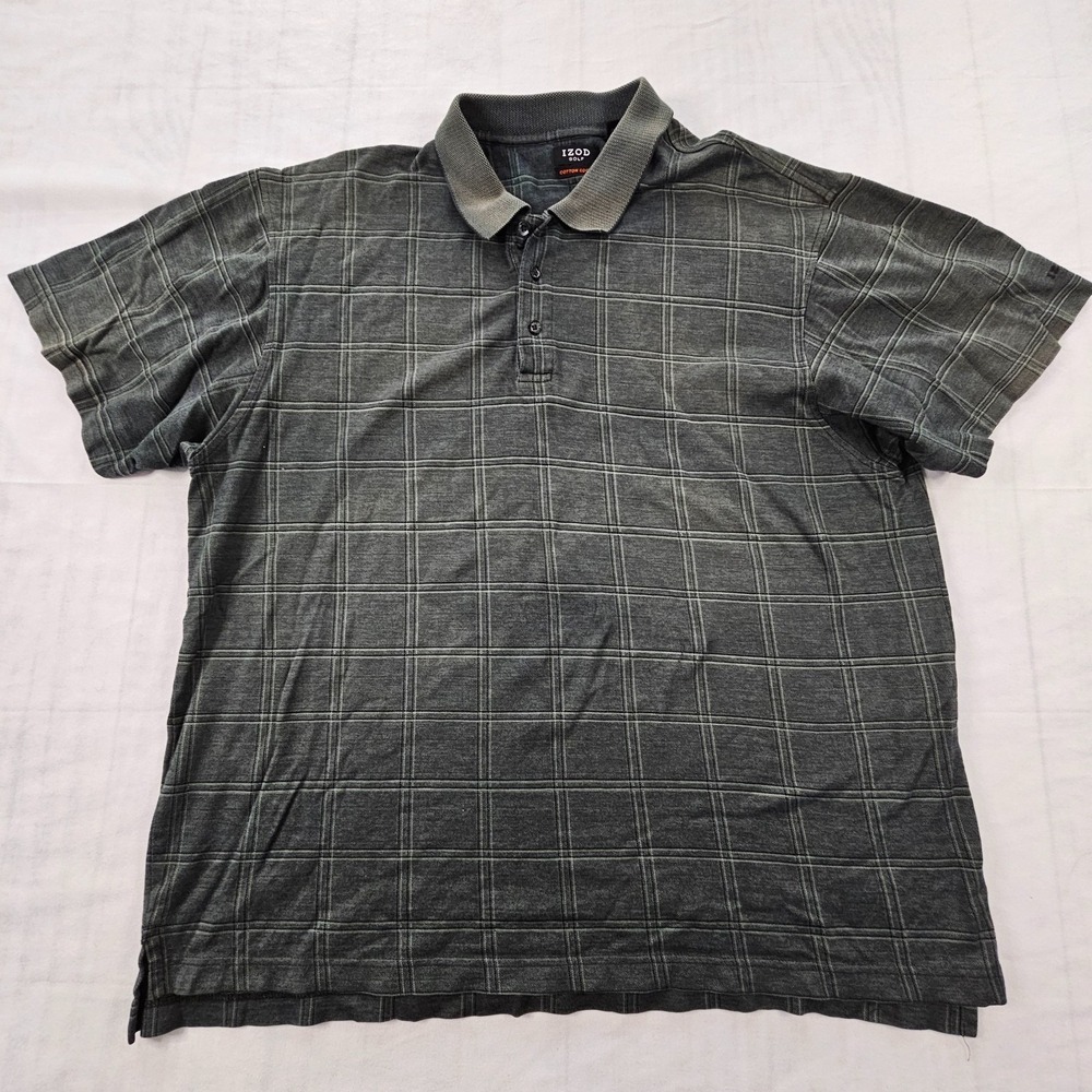 IZOD Golf Cotton Cool-FX Gray Short Sleeve Polo Shirt Men's XL